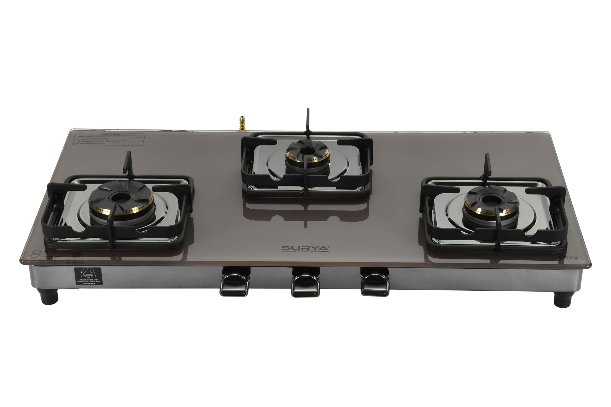 Surya Accent ORRY GT 3 Burner Glass | 3D Brass Burners | Toughened Glass Metal Knobs-image-42