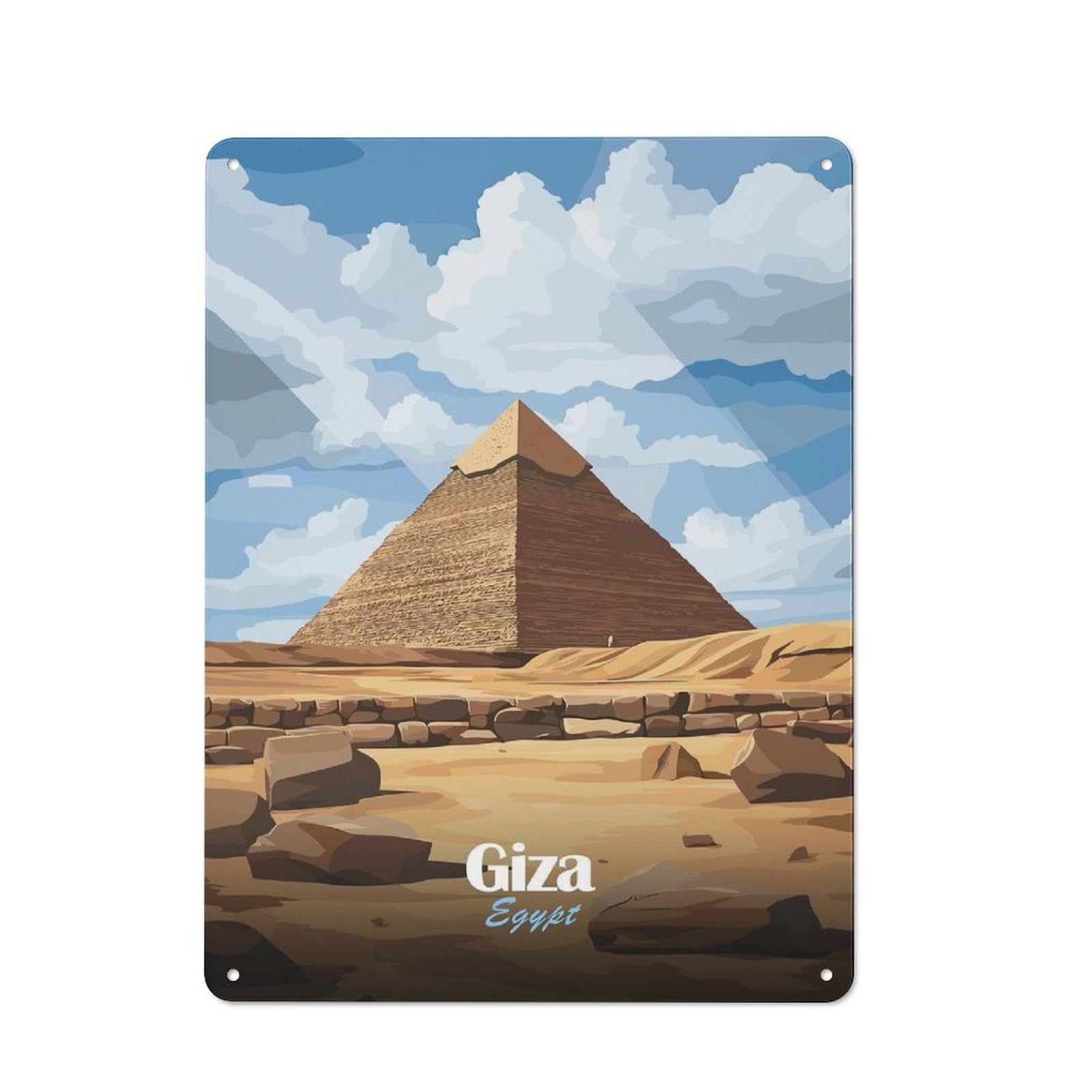 Junmoney Style-17 Vintage Garden Room Metal Sign 40X30cm Featuring Giza Pyramid Illustration, Utility Space Decor For Shed, Garden Room, Porch Or Garage