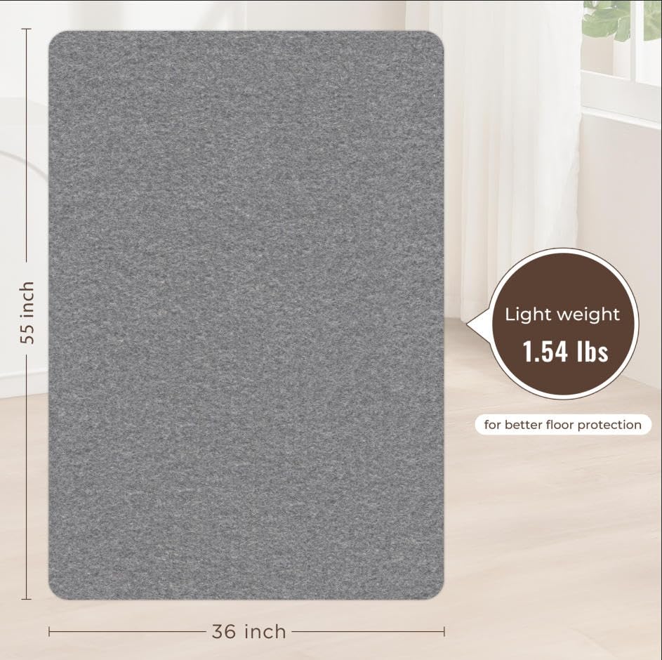 Image of Sycoodeal Office Chair Mat for Hardwood Floor,Slip Resistant Floor Mat for Office Computer Gaming Chair,Heavy Duty Floor Protector for Rolling Chairs,Easy to Clean,Grey(36 inchx55 inch)