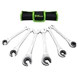 Der Erwachte 6-Piece Ratcheting Wrench Set, Metric Ratcheting Tubing Wrench Set, 10-17mm, 72-Tooth Gear, CR-V Steel, with Organizer Bag, Gifts for Men