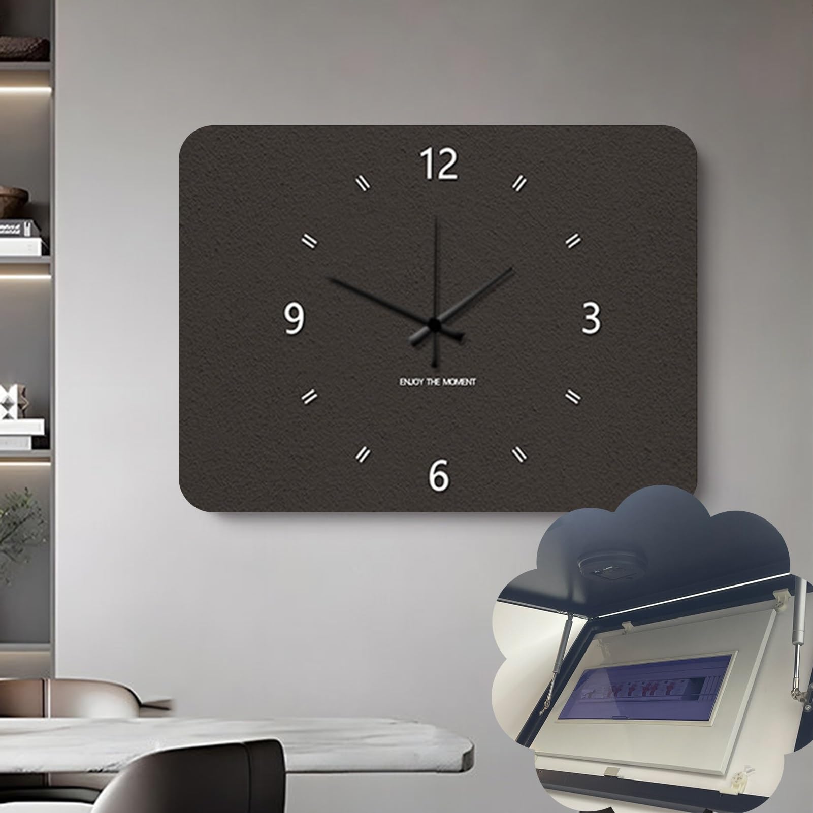 Tapa Cuadro Electrico Tapa Decorativa para Caja de Fusibles, Caja Interruptores Fusibles Diseño Moderno Montaje Pared, Cubierta Protectora Seguridad Pared(BLACK A,W40xH30cm (15.7x11.8in))
