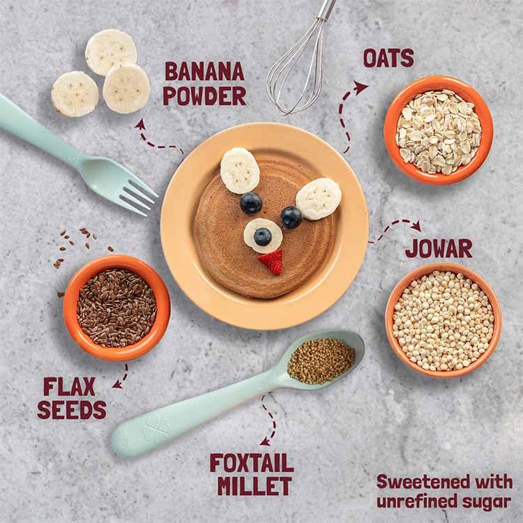 Slurrp Farm No Maida Pancake Mix | Instant Breakfast Mix made with Oats and Jowar | 100% Vegetarian Eggless Healthy Breakfast for Kids & Adults | Classic- Pack of 3 X 150g 2