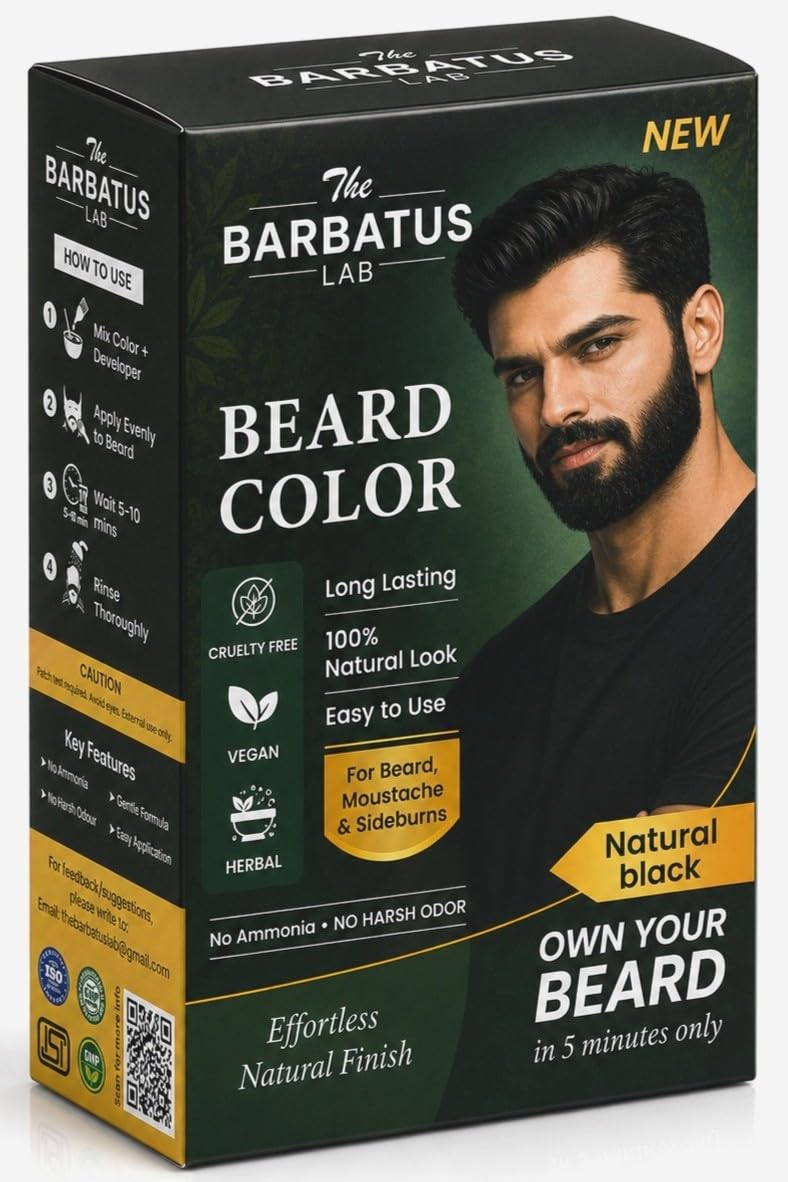 Beard Color For Men l 9 Herbal Extracts including Amla, Aloe Vera, Hibiscus, Bhringraj, Brahmi & Indigo l Natural Beard Care & Conditioning l Natural Black (Pack of 1)-image-34