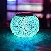 Solar Powered Mosaic Glass Color Changing Table Lamp LED Rechargeable Lamp Crystal Glass Night Light Waterproof Outdoor Lights for Home Yard Patio Party Decorations 5.12 4.13 In (Mosaic-Rainbow)