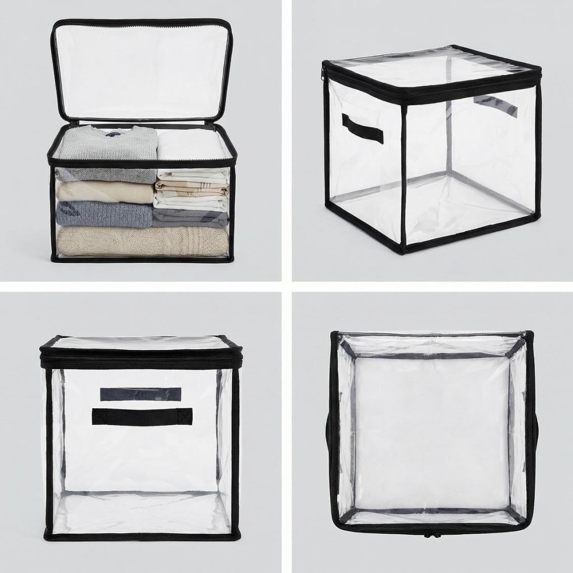 2-Pack Large Clear PVC Storage Bags, 24.4 x 17.7 x 22.4 Inches, Foldable Organizer with Handles & Zipper for Bedding, Blankets, Comforters, Clothes and Toys