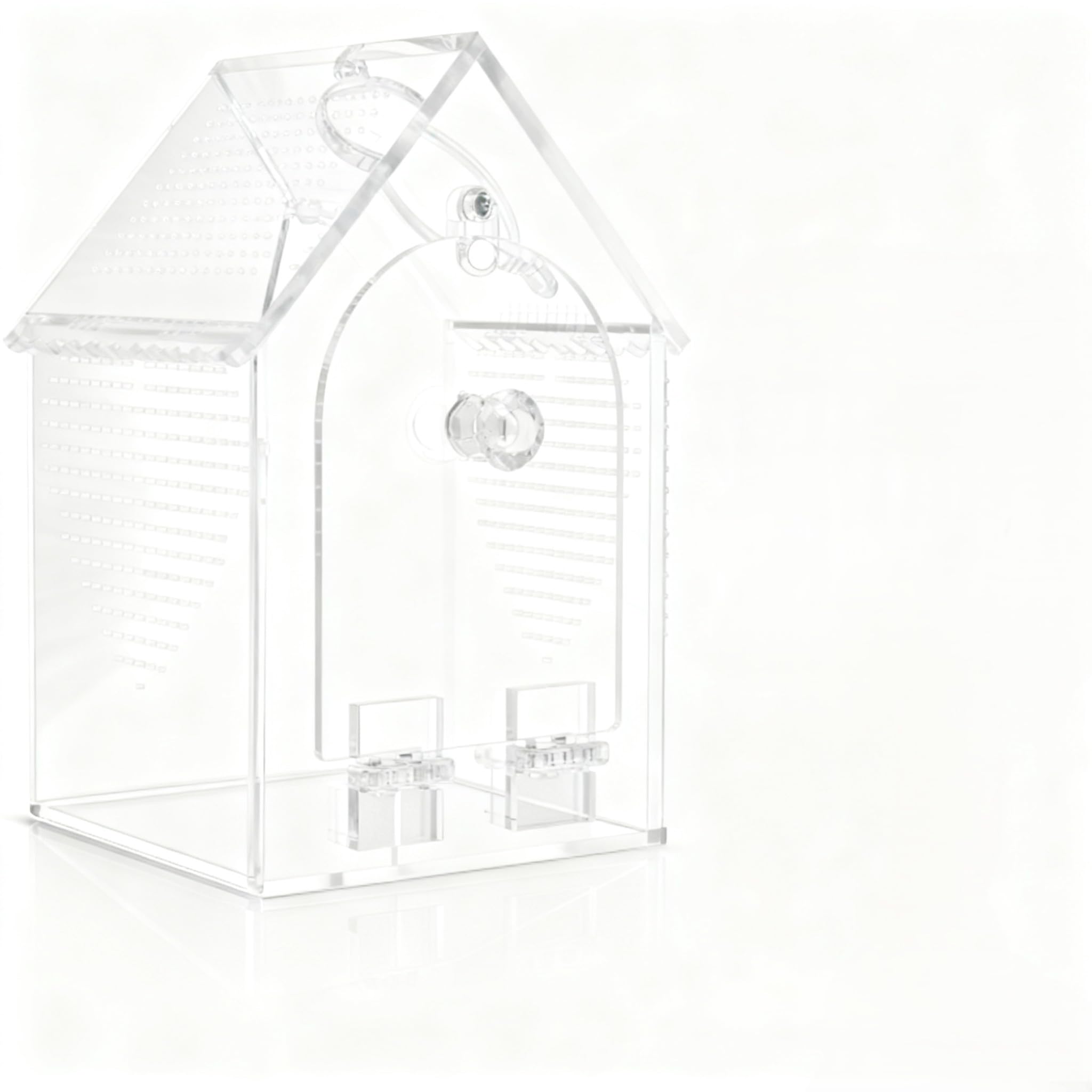 Recinzione a ragno in acrilico, 12,7 cm di lunghezza x 12,7 cm di larghezza x 20,3 cm di altezza, apertura frontale e porta di alimentazione, costruzione senza cuciture, robusto habitat acrilico