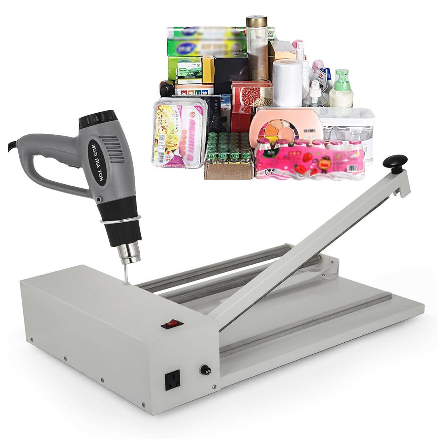 AYCDL Shrink Wrap Machine w/Heat Guns,Film Sealer for Food Box Packaging,Shrink Wrap Heat Sealer w/Adjustable Speed Heat Gun for Shops