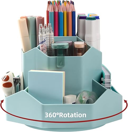 EDENMS Soporte para lápices de escritorio, 9 ranuras organizador de escritorio giratorio de 360, organizador de escritorio para almacenamiento de
