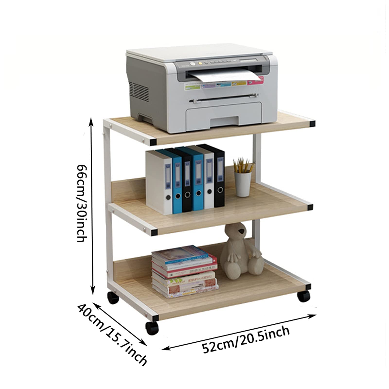 Supporto per Stampante Carrello per stampante mobile 3 Scaffale Stampa Stampante Carrello su ruote Stampante moderna Stampante con grande spazio di archiviazione Scaffale multifunzione per casa e uffi