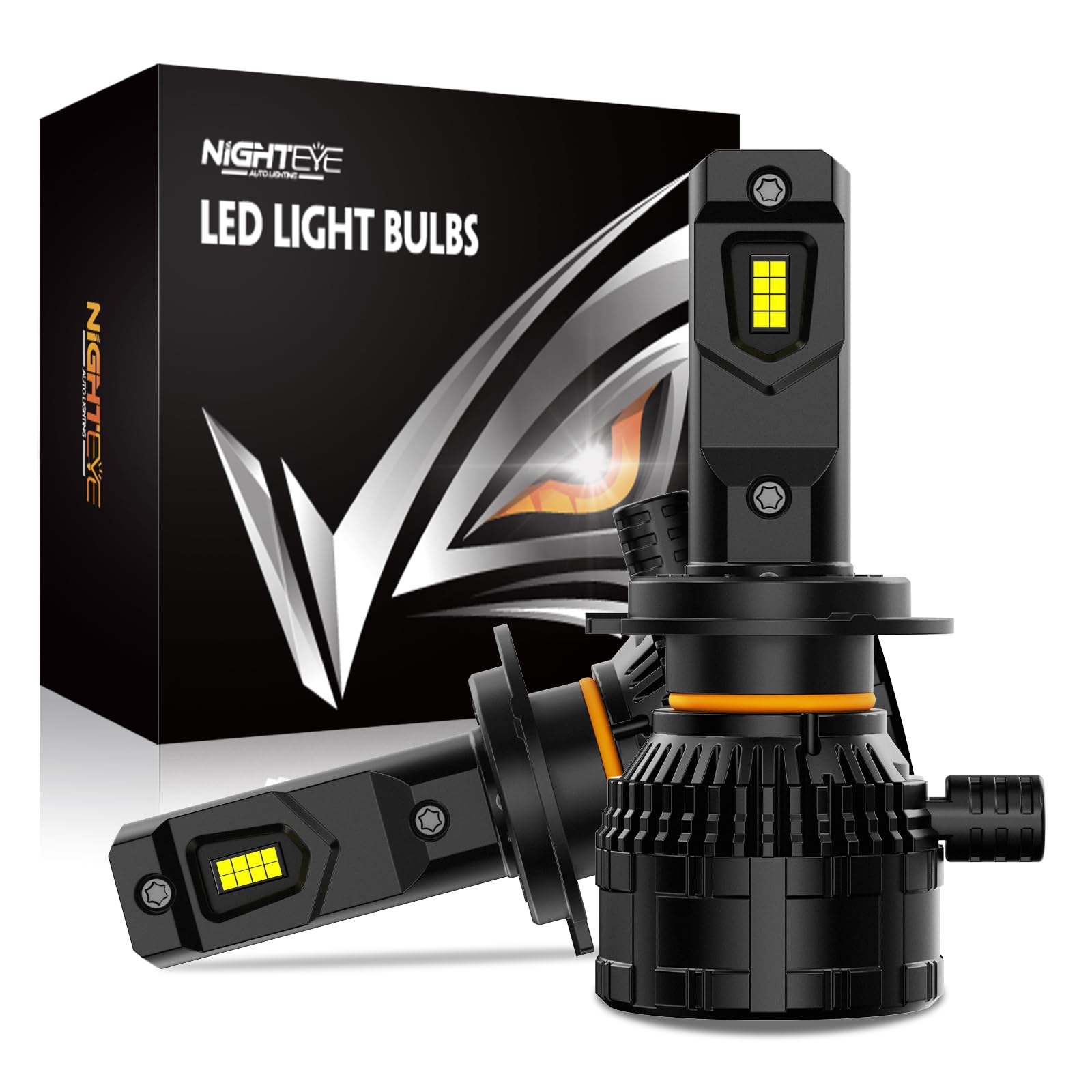 NIGHTEYE Lampadina LED H7 42000LM - 200W H7 LED bianco freddo 6500K, Lampada Sostituzione per Alogena, Con ventola di raffreddamento, Plug and Play, Impermeabilità IP68, Confezione da 2