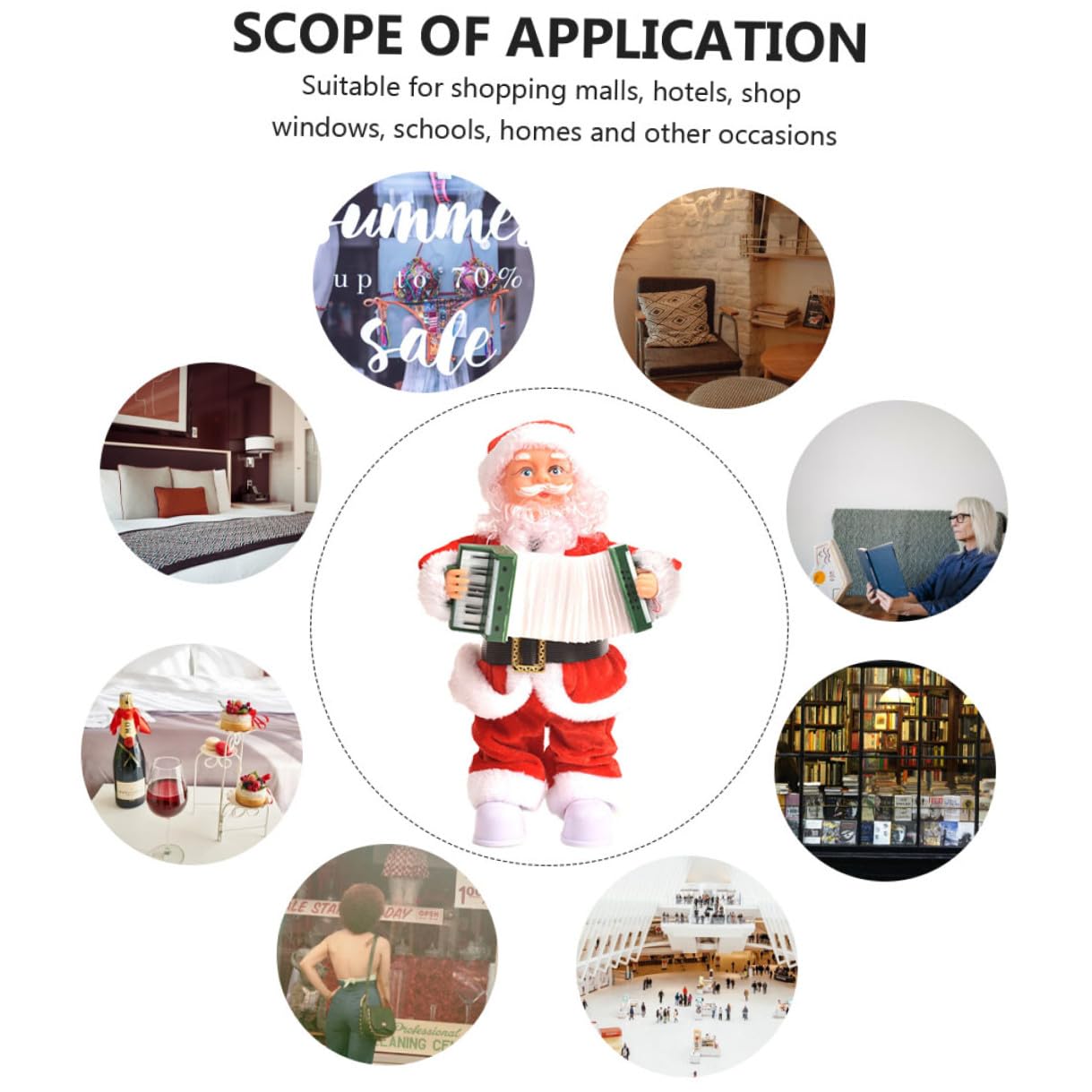 Papá Noel Eléctrico Rojo Juguete Navideño para Adorno Navideño de Plástico y Tela Decoración de Navidad sin Batería Obsequio Festivo para Hogar y Fiesta