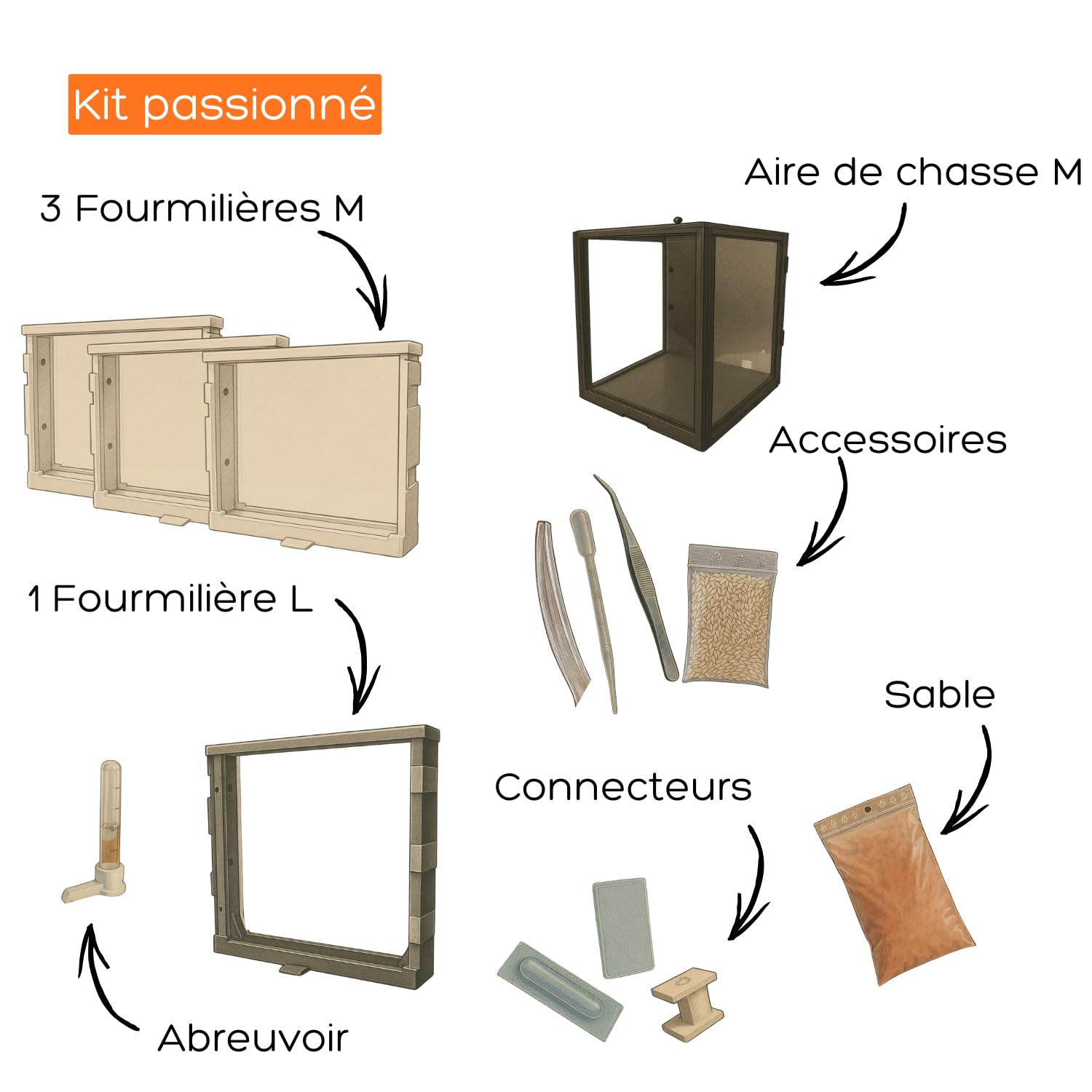 Ant-Shelter - Kit passionné fourmilière et Aire de Chasse pour Fourmis - Terrarium pour l'élevage des Fourmis - Fourmilières - Activités pour Enfants - Idées Cadeaux Enfants (Blanc)