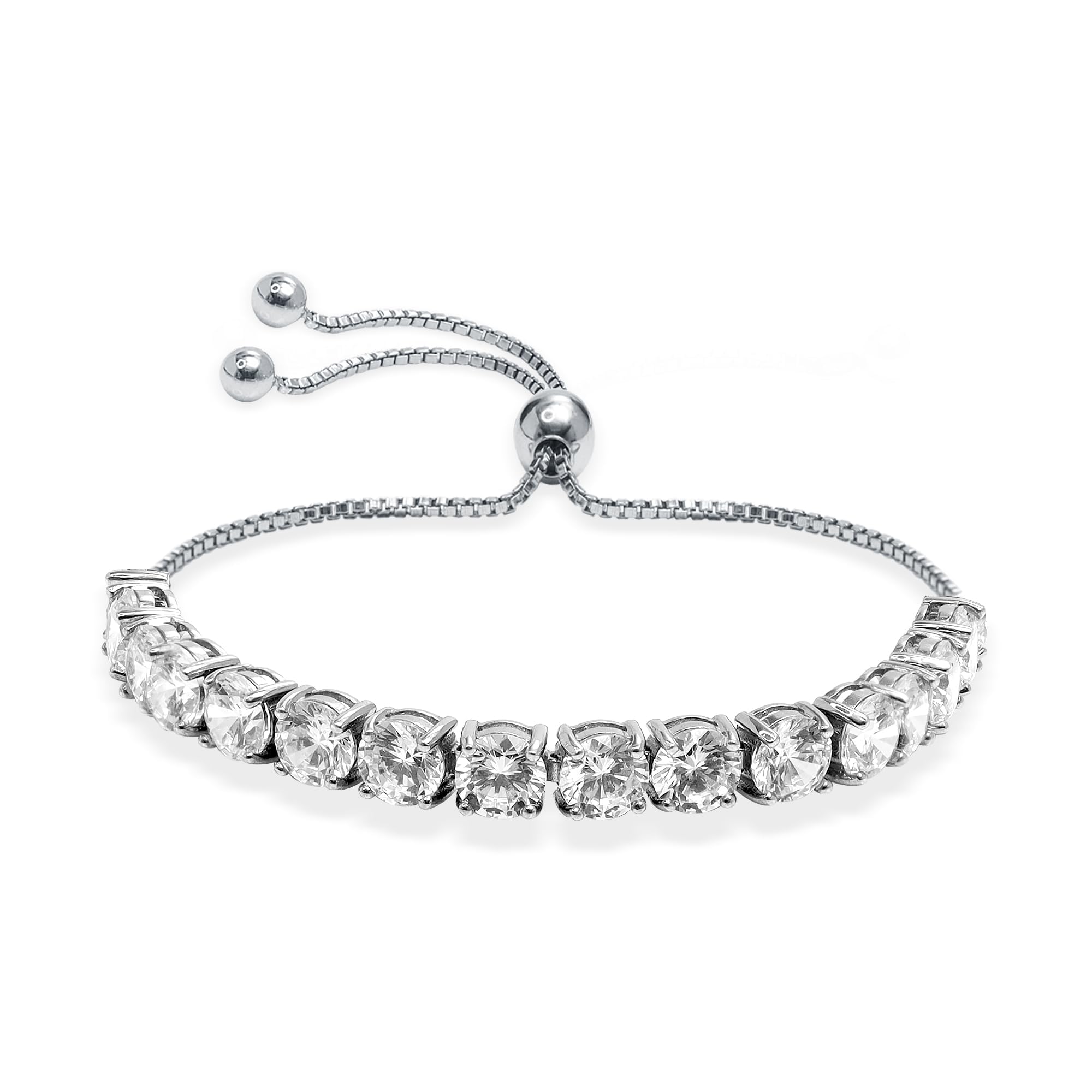 925 Sterling Silver Adjustable Tennis Bracelets for Women | BIS Hallmarked Round Cubic Zirconia Bolo Bracelet | Slider Bracelet Jewelry Gift-image-48