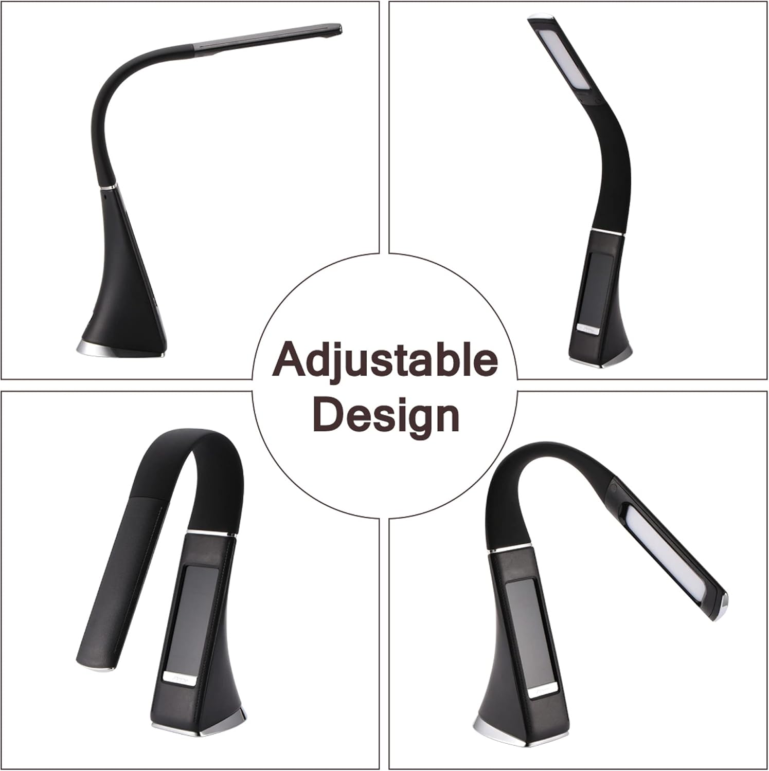 Modern Fashion Led Desk Light,Dimmable Reading Lamp,with Calendar Temperature Alarm Clock Rechargeable Bedroom Office Table Lamp a