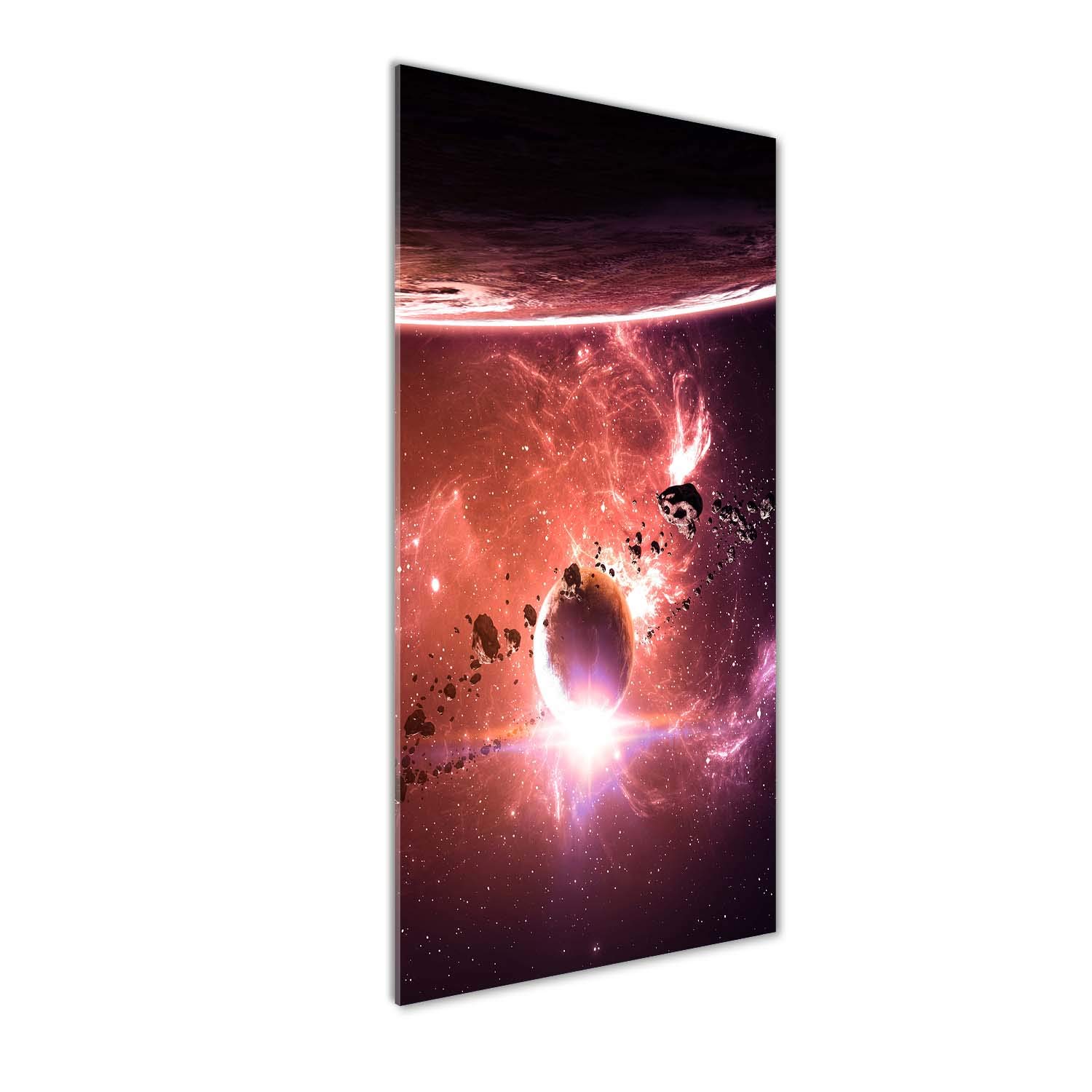 Impression sur verre acrylique 50x125 cm orange Galaxie et Cosmos Tulup
