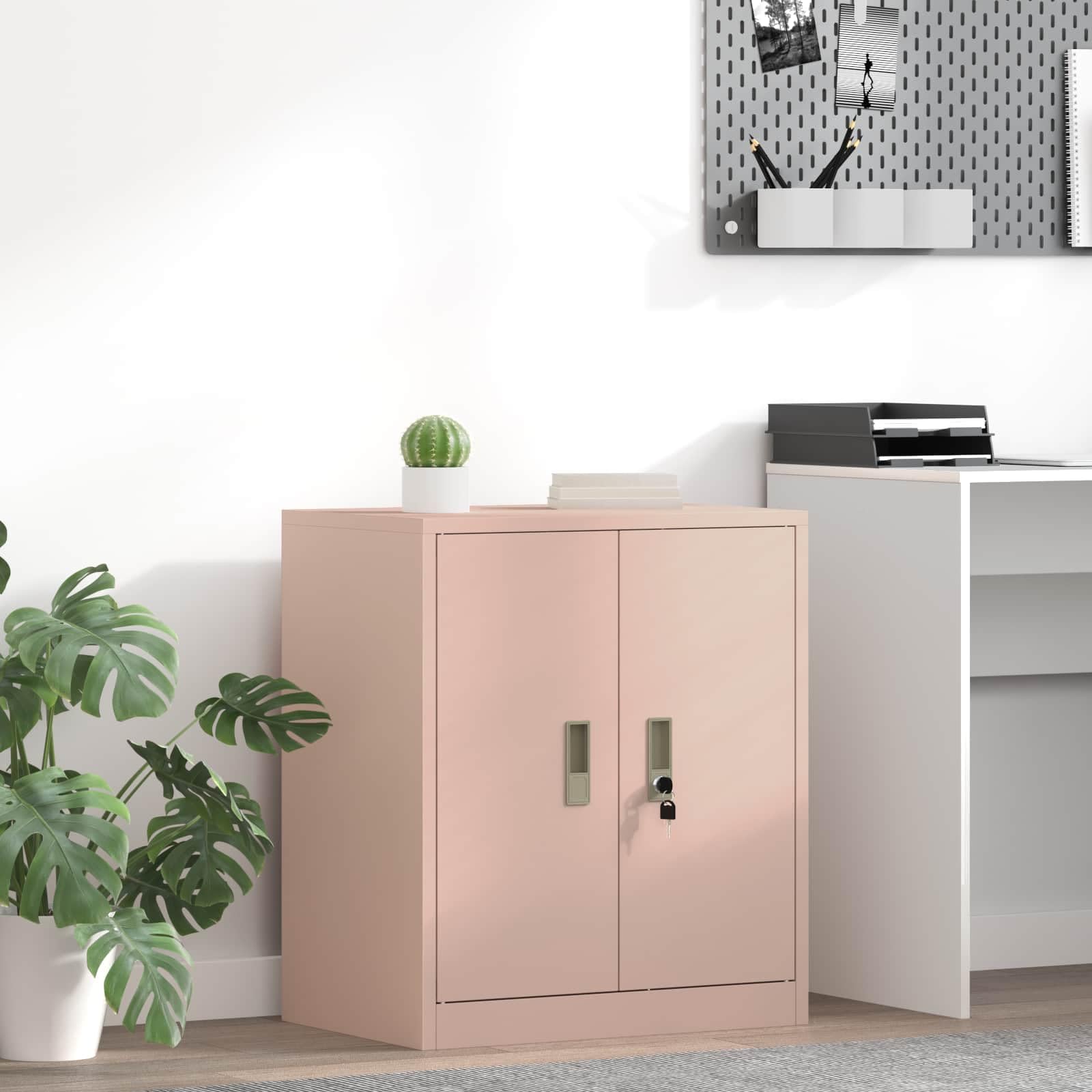vidaXL Armario de Almacenamiento Rosa 60 x 40 x 70 cm Acero, Armario de Acero Rectangular para Oficina Moderna, con Cerradura, Amplio Espacio y diseño Industrial