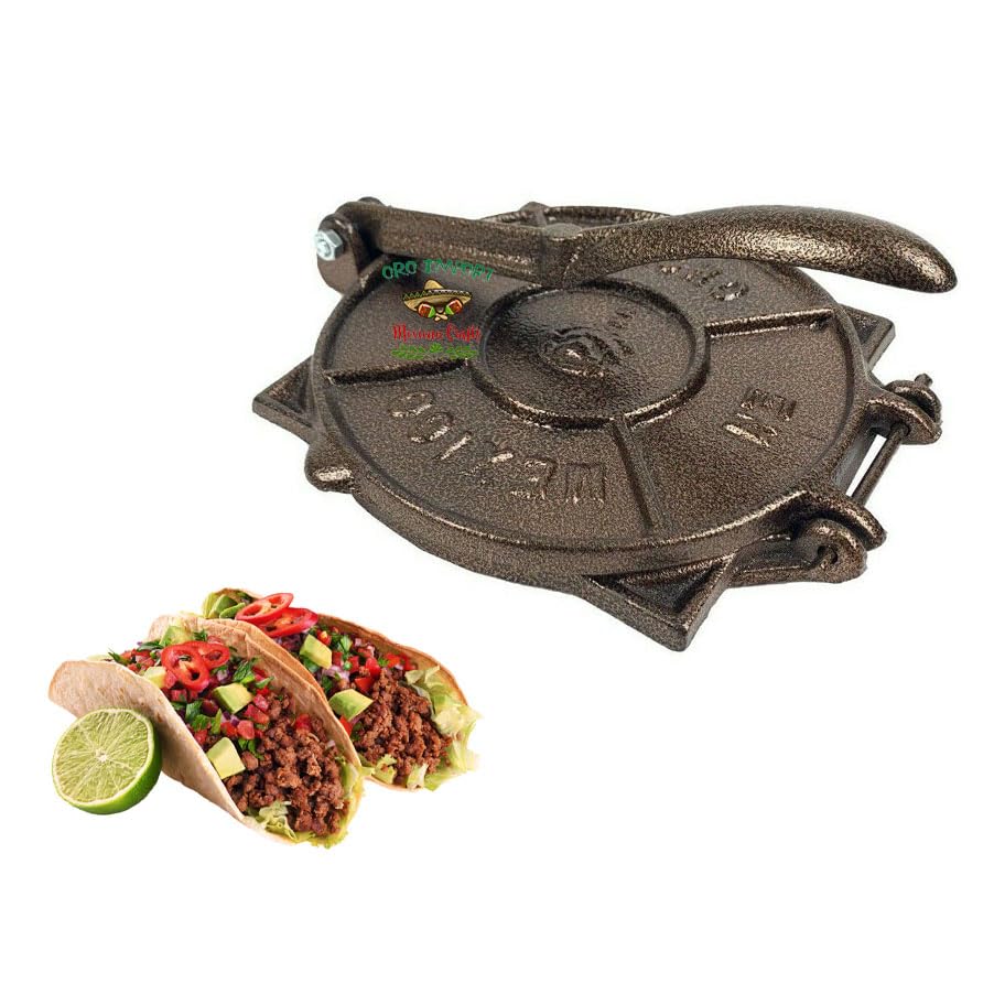 Oro Import Tortilla Press Maker, Cast Iron Tortilladora, 7.5