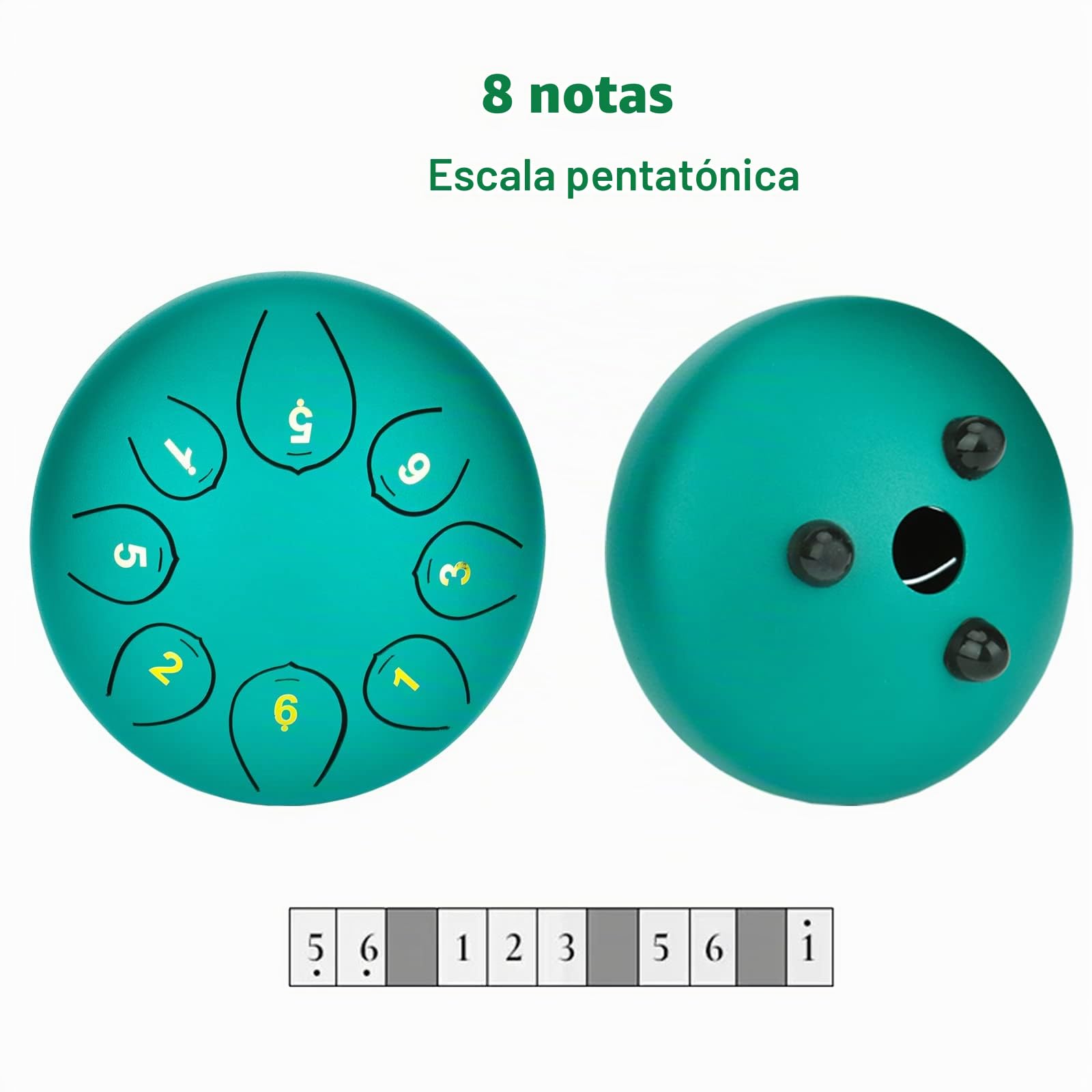 Tambor de Lengua de Acero 6 Pulgadas 8 Notas Drum Mini Tambor de Percusión Instrumento Musical Tambor de Mano con 2 Mazos para Infantil, Adulto, Principiante