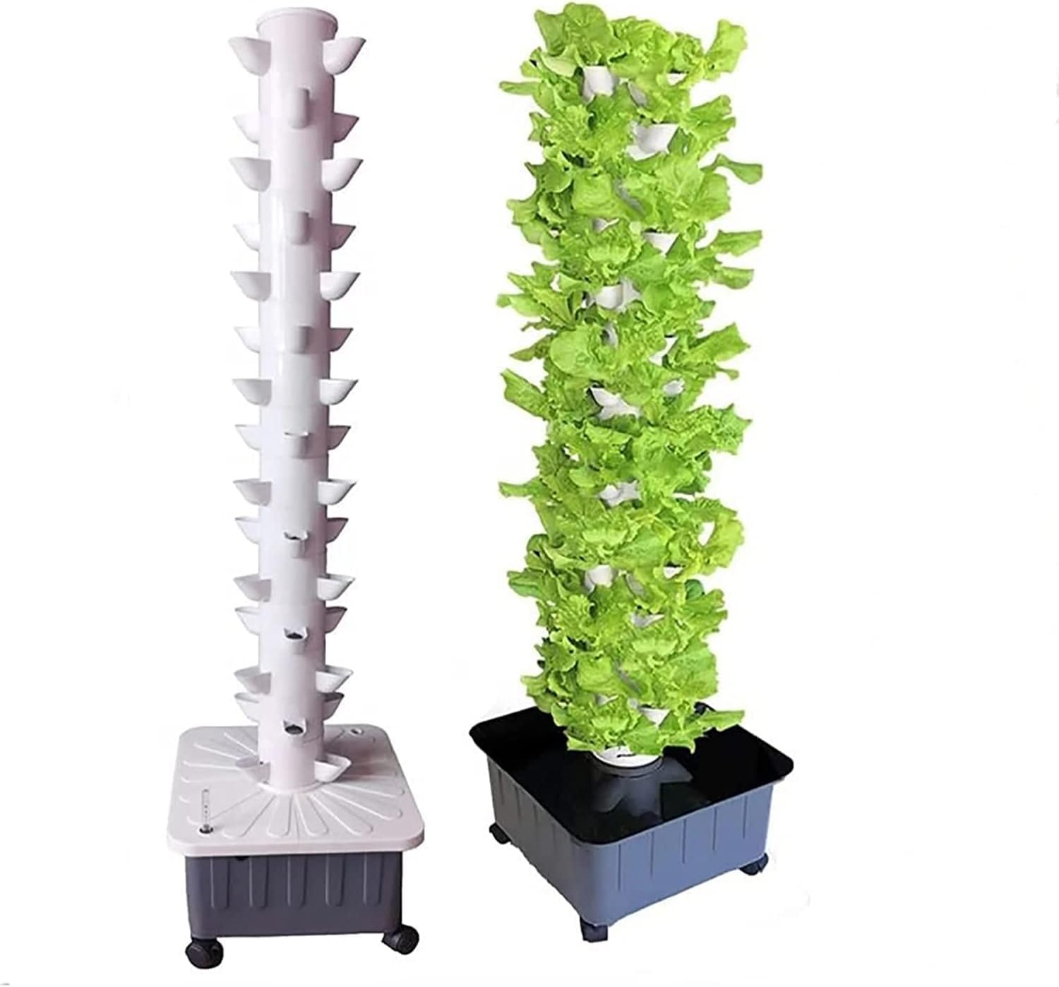 Hydroponische Anzuchtsets, 15 Etagen, 45 Löcher, Hydroponik-Turm, EIN Gartenturm, Aeroponik-Anzuchtset für Kräuter, Obst und Gemüse mit Befeuchtungspumpe, Adapter, Netztöpfen