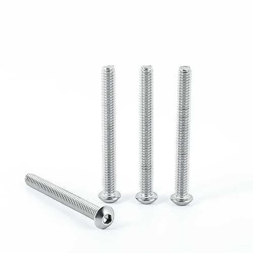Tornillos de cabeza de botón de 14-20 x 1-34 pulgadas (25 unidades), acero inoxidable 304 18-8, rosca completamente a máquina, tornillos de cabeza