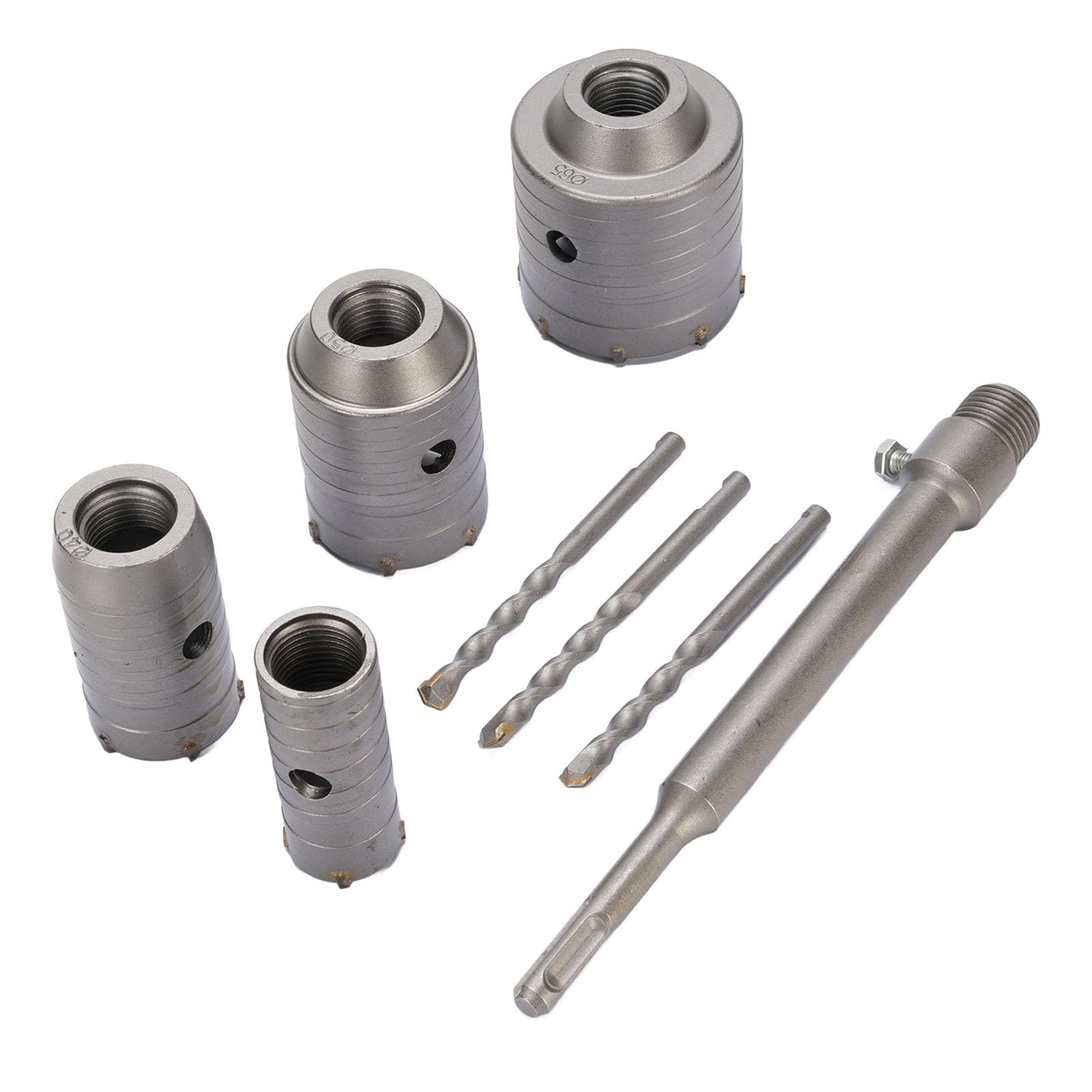 Cocoarm Kit a Tazza per Calcestruzzo da 5 Pezzi, Acciaio Al Tungsteno per Foratura di Muri in Mattoni e Cemento, 30mm 40mm 50mm 65mm per Installazione di Aria Condizionata e Tubi dell'acqua