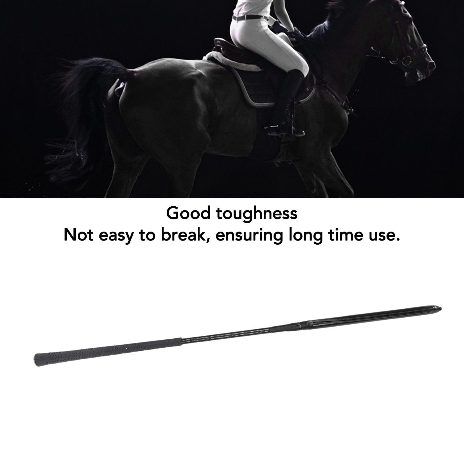 Frustino per cavallo, in pelle verniciata di alta qualità, con manico in silicone antiscivolo, per sport equestri, corsa, allenamento e competizione, 65 cm