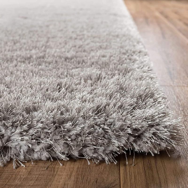 Image of Carpet for Living Room 5X7 FEET Modern Soft Shaggy Carpet Thick, Fluffy & 2 inch Pile Shag Rug for Your Kids Room, Bedroom & Livingroom (Silver Grey)