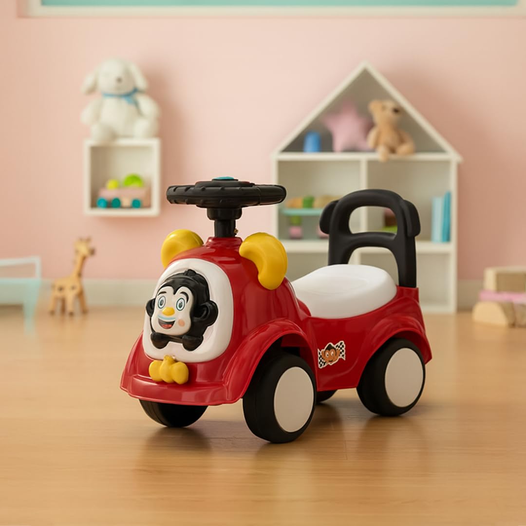 Amazon Brand - Jam & Honey Ride-on Car for Kids | for 24+ Months | Push Car with Backrest | Under Seat Storage | Indoor or Outdoor Toy | BIS Approved | Safe and Fun Toy (Red)