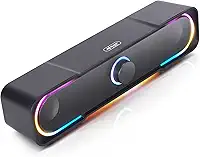 Knup Caixa De Som Gamer Pc Tv Notebook Com Led Rgb P2 Usb Potente, preto, KP-RO803