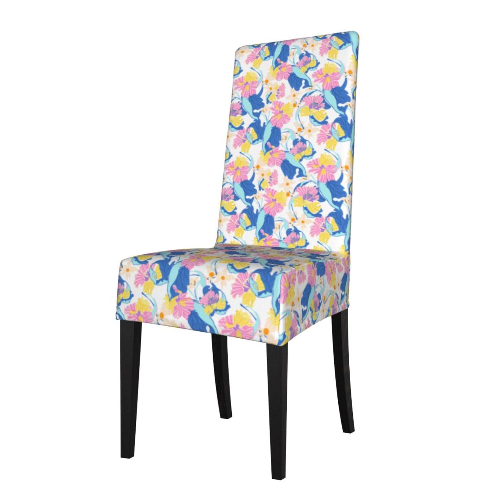 LKYMOH Pastel Tropical Floral Pattern, Chair Covers Stretch Chair Slipcovers for Dining Room, for Party Pet Protection Universal Fit Soft Polyester