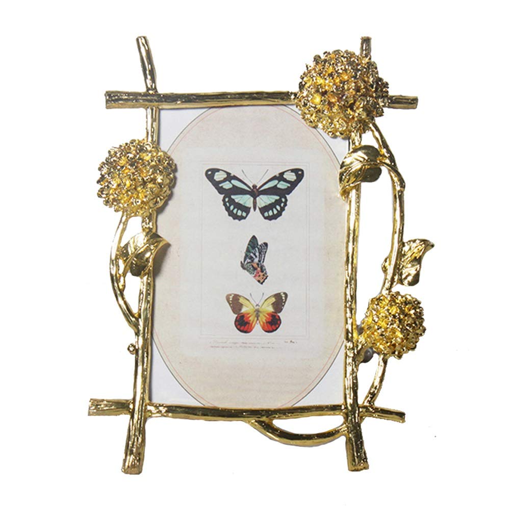 Photo Frame European Style Creative Metal Wedding Photo Frame Home Desktop Decorations for Bedroom Office for Photos Artwork(Gold A)