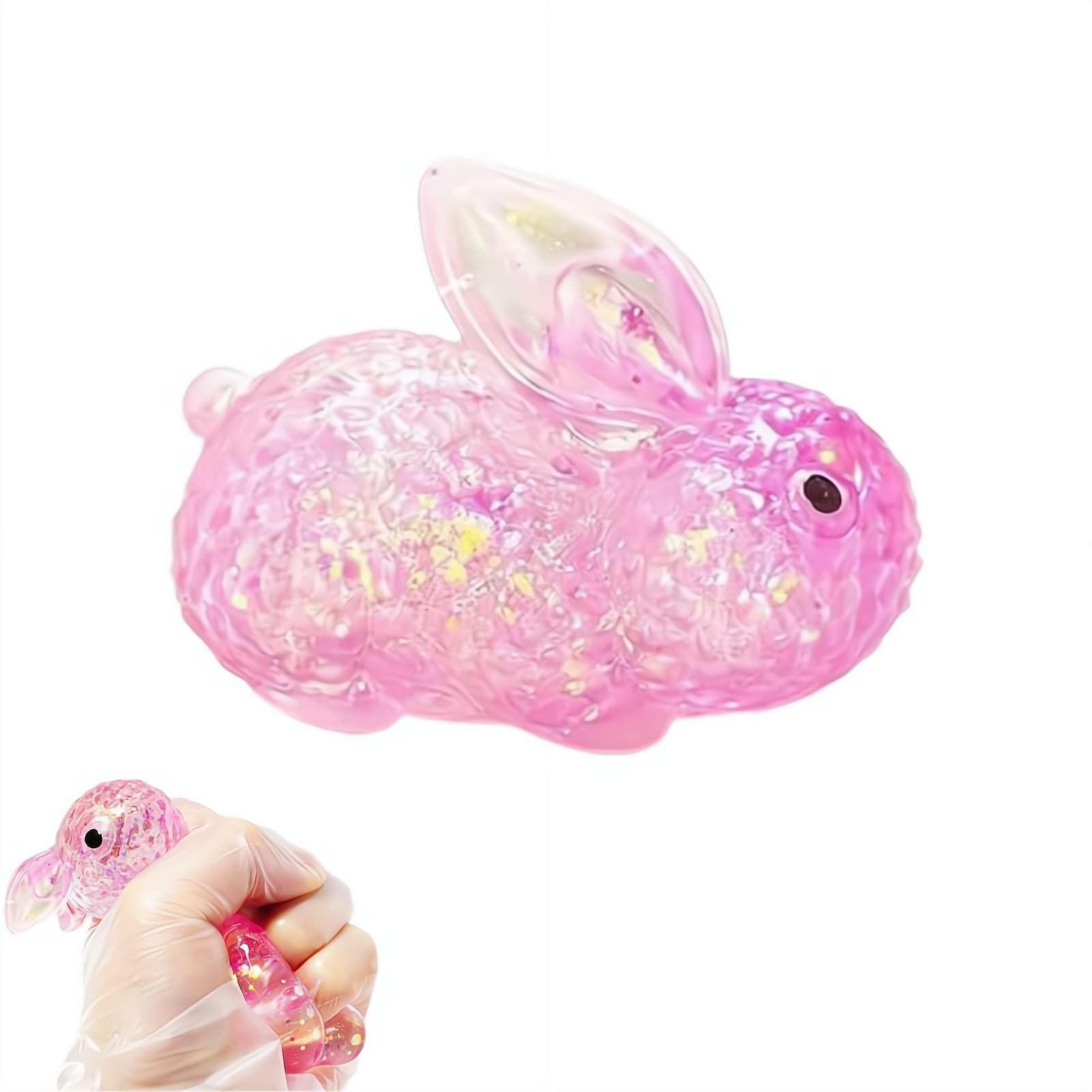 FDEFIRTFG Squeeze toys, SugarToys Easter Rabbit Stress Balls, Basket Stuffer, Easters Bunny Squeeze Fidget Toys(Pink)