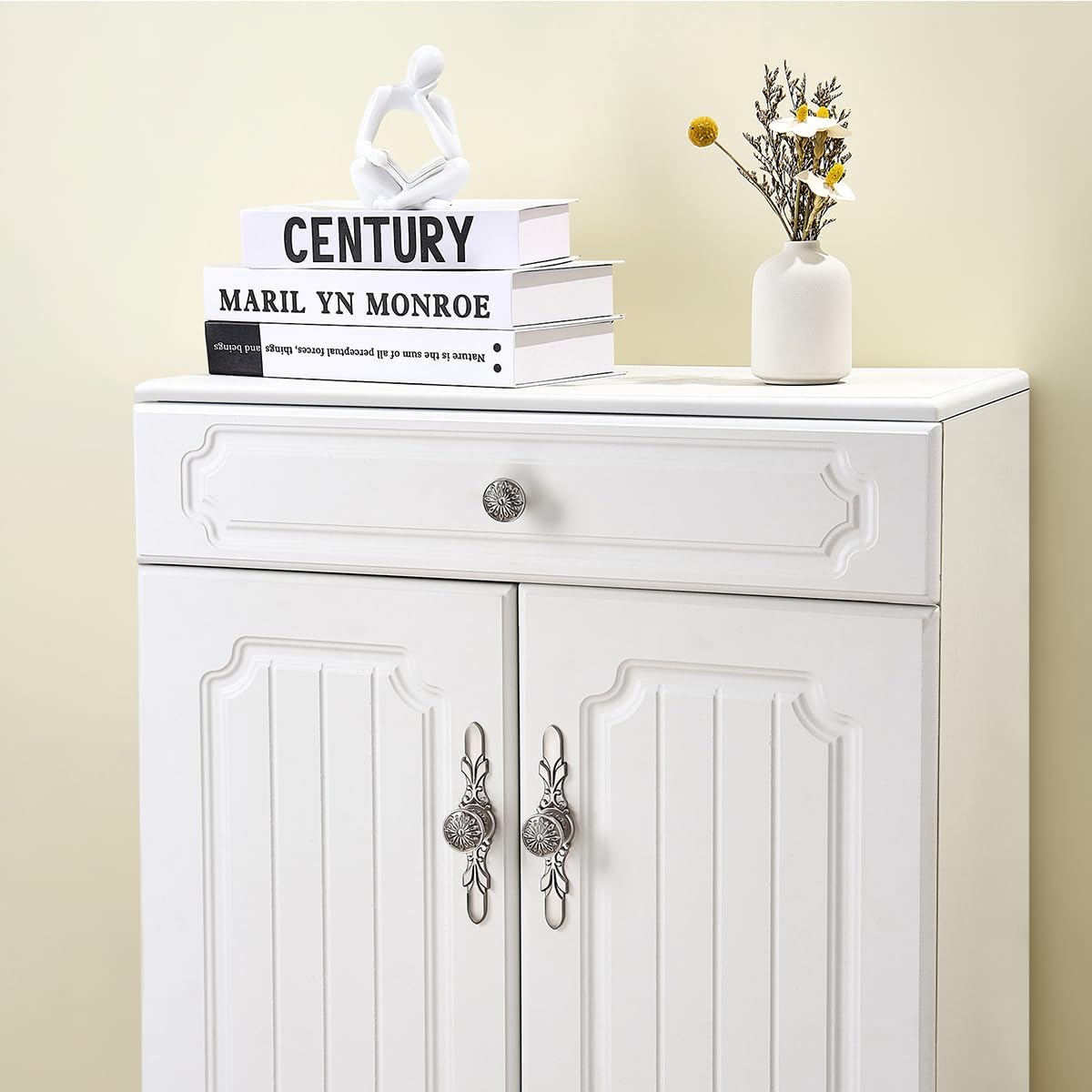 20 Pack Round Brushed Nickel Knobs - 1.22 Inch -for Drawer Flower Bathroom Kitchen Cabinet Knobs