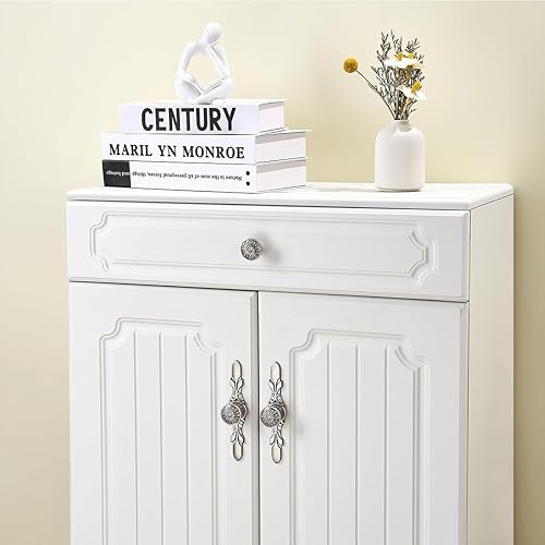 Miniatura 5 de Aandxomk - Juego de 10 pomos de níquel cepillado de 5.8 pulgadas con placas, gabinete de cocina de 5.8 pulgadas, pomos de flores y puerta de armario