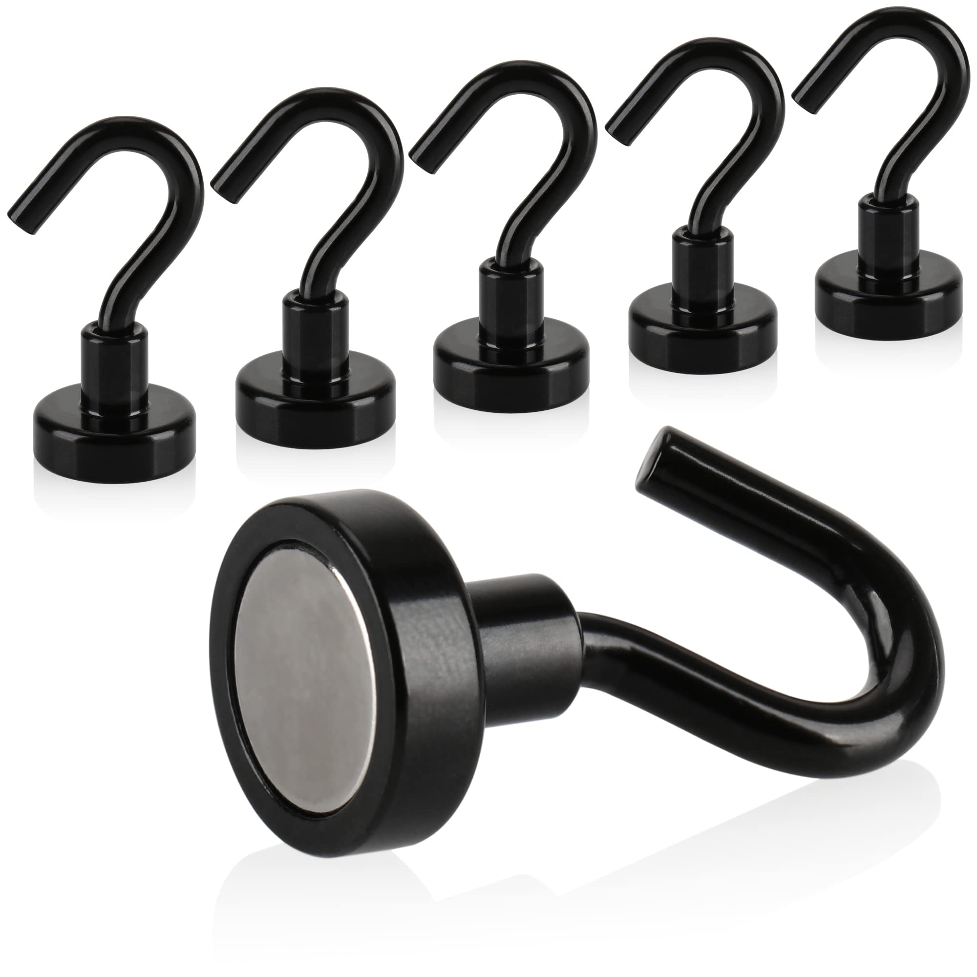 6 Ganci magnetici - potenti magneti per la casa e L'Ufficio - capacità di carico Fino a 8 kg - calamita per Frigorifero - aiutante Quotidiano - calamita (6 Pezzi - Nero)