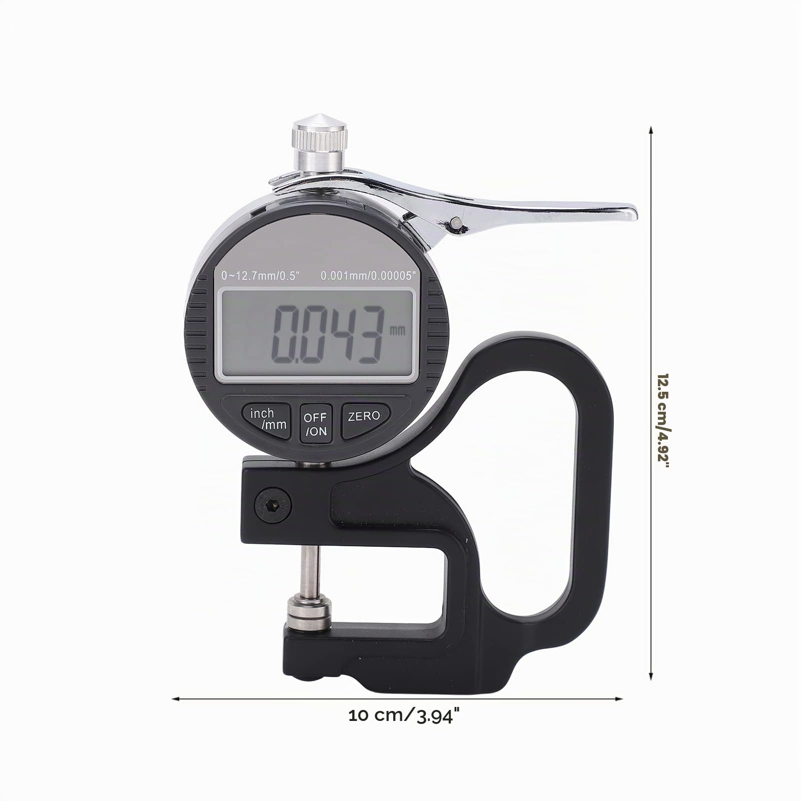 Tyenaza Medidor de Espesor Digital, 0-12,7 mm Calibrador Electrónico Medidor de Espesor Herramienta de Medición con Pantalla LCD, para Medición el Espesor de Cuero, Láminas de Metal, Papel, Joyas