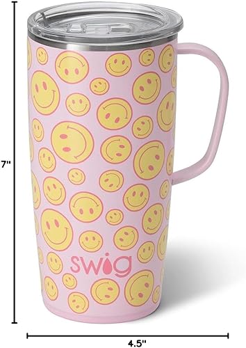 Miniatura 6 de Swig Life - Taza de café de viaje de 22 onzas, vaso con aislamiento térmico con asa y tapa, para portavasos y lavavajillas, de acero inoxidable (Oh