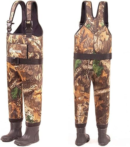 Miniatura 4 de NEYGU Vadeador de neopreno térmico e impermeable para niños con botas de goma, vadeadores de caza de patos para niños con botas aisladas