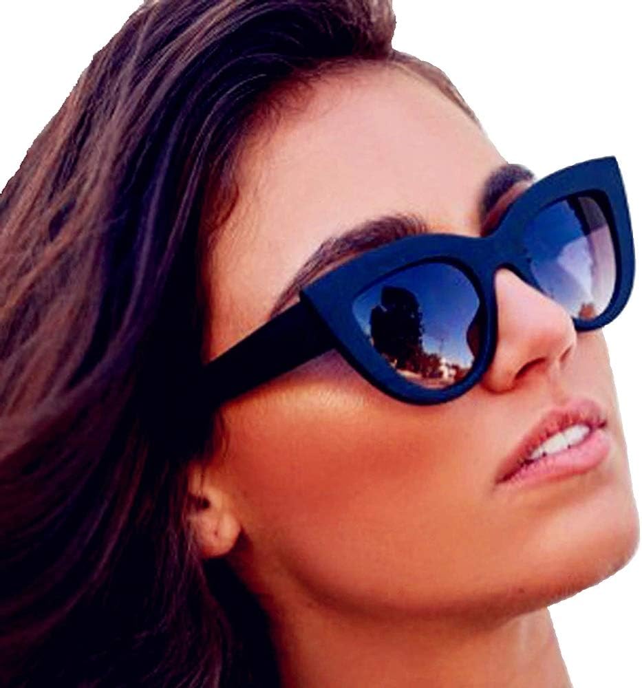 ZioryWomen's Cat Eye Sunglasses Black Frame Brown Lens - 1 Goggle