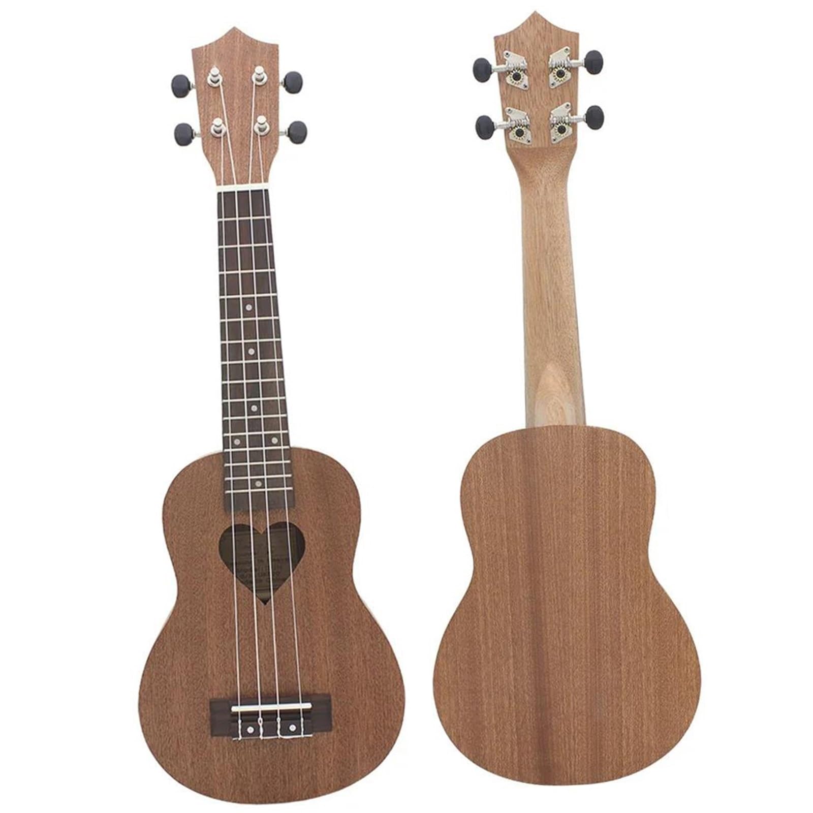 21 Zoll Ukulele 4 Saiten Hawaii-Gitarre Liebesform Ukulele Mit Tasche Stimmgerät Saiten Kapodaster Teile Ukulele Set