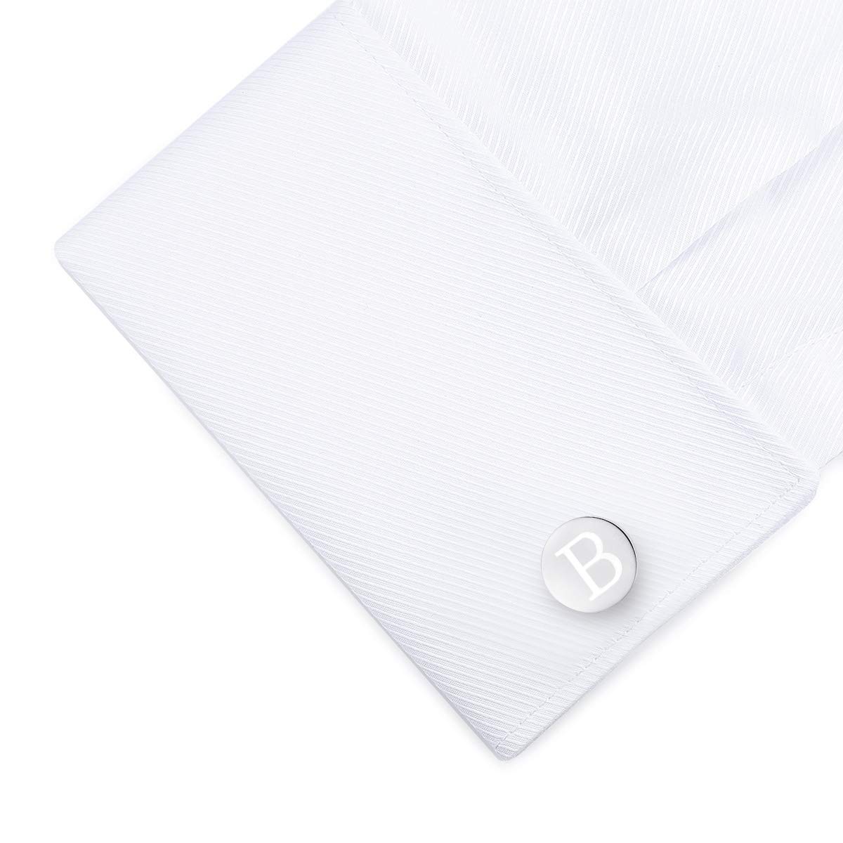 Honey Bear Carta Inicial Alfabeto Gemelos - Acero Inoxidable para la Camisa de los Hombres Regalo de Boda del Negocio,plata cepillada (B)