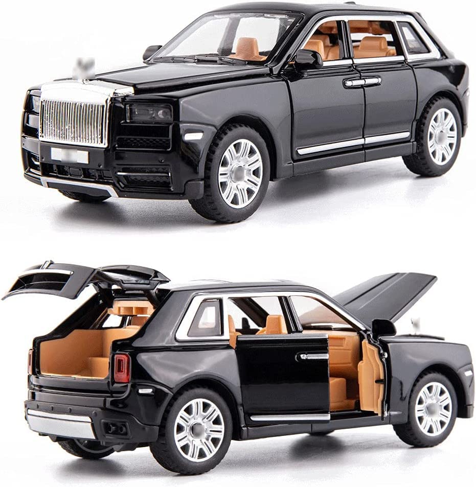 VARIYA ENTERPRISE Exclusive Alloy Metal Pull Back Die-cast Car 1/32 Rolls Royce CULLINAN Diecast Metal Pullback Toy car with Openable Doors, Light Music Boys Gifts Toy【 Black 】