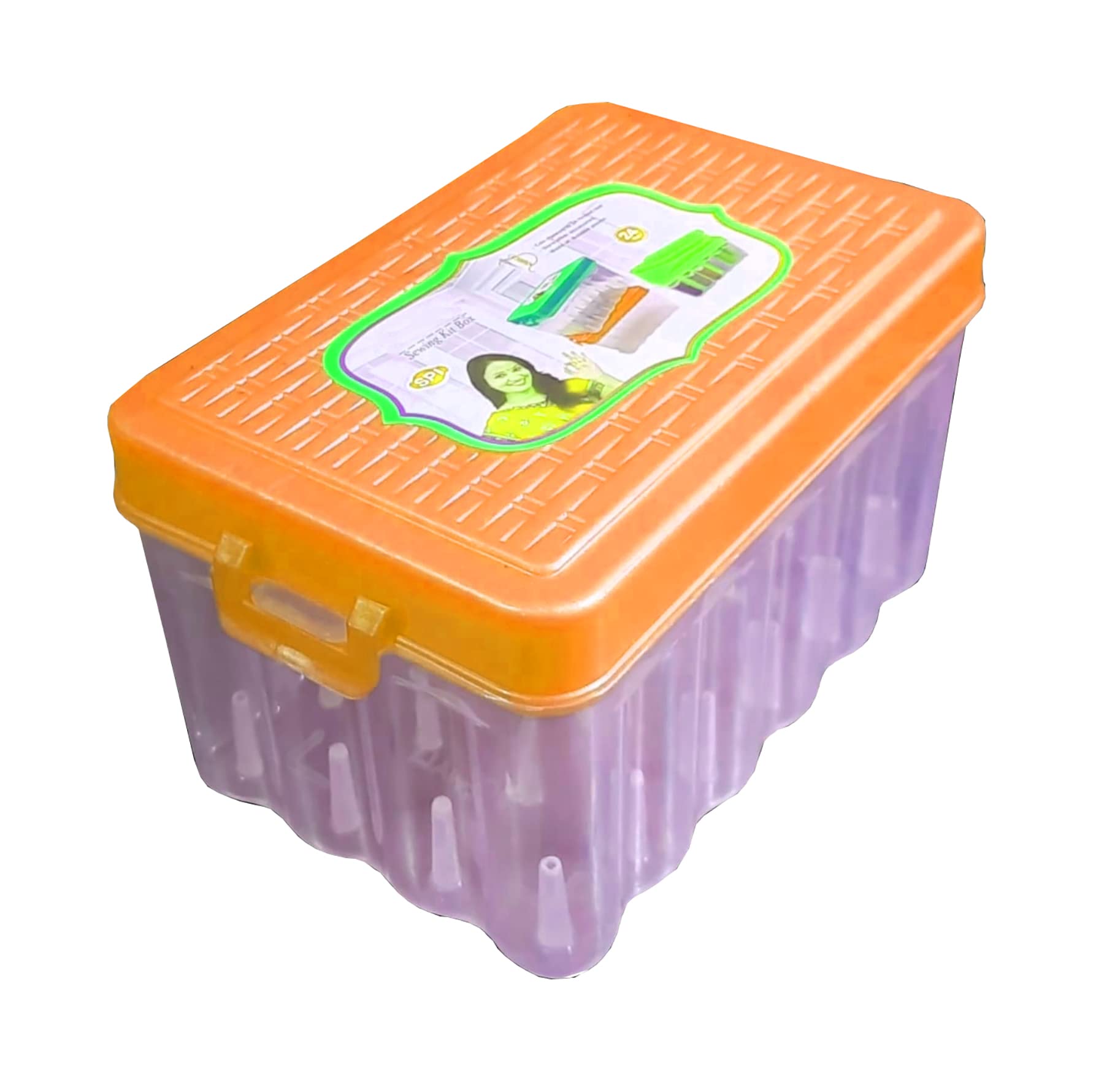TWO BROTHERS Sewing Kit Thread Box Container with Plastic Tailoring Accessories Box_(All Multicolour Are Also Available)_(Size-Big size 45 Reel storage Box) 52