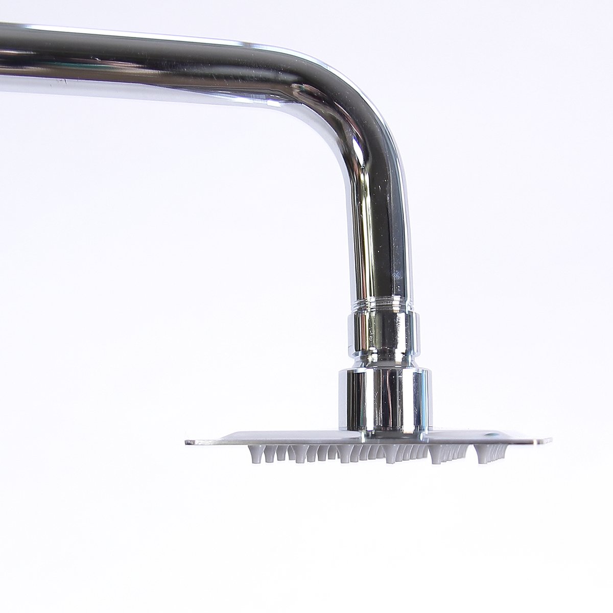 Doccia a pioggia rettangolare, 10 x 10 cm, con 36 ugelli anticalcare, acciaio inox cromato lucido, 1 regolazione, soffione doccia (doccia 022 angolare)