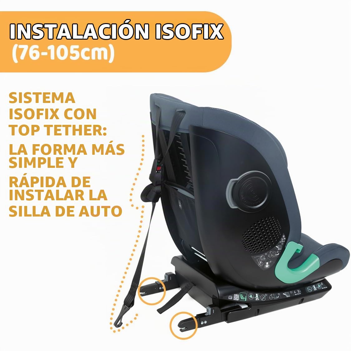 Chicco My Seat i-Size Silla de Coche ISOFIX para Niños de 76 a 150 cm, Evolutiva para Bebés de 15 meses a 12 años, Grupo 1, 2, 3, Reposacabezas Ajustable y Protección Lateral, Gris