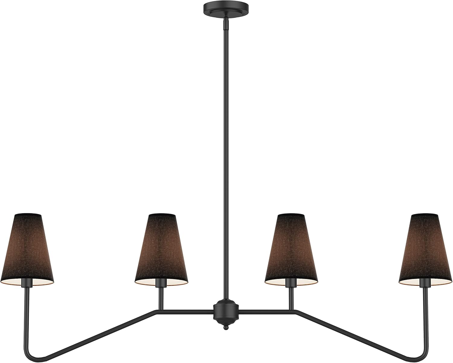 Electro bp;47" W 4-Light Linear Kitchen Island Lighting Fixture Classic Chandeliers Matt Black with White Linen Shades for Dining Room,E12,160W;
