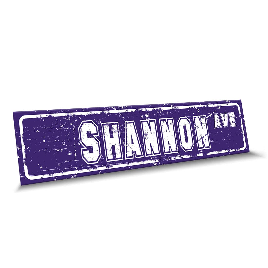 SHANNON Name Purple White Color Street Sign, 4"x 18" Aluminum Metal Novelty Sign, Indoor - Outdoor, Design e85