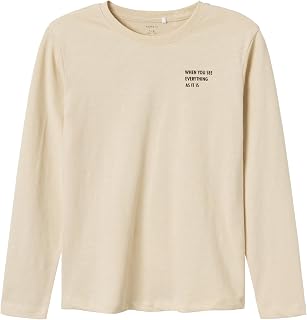 NAME IT NKMNASERNE LS NREG Top, Maglia a Maniche Lunghe Bambino, Summer Sand,