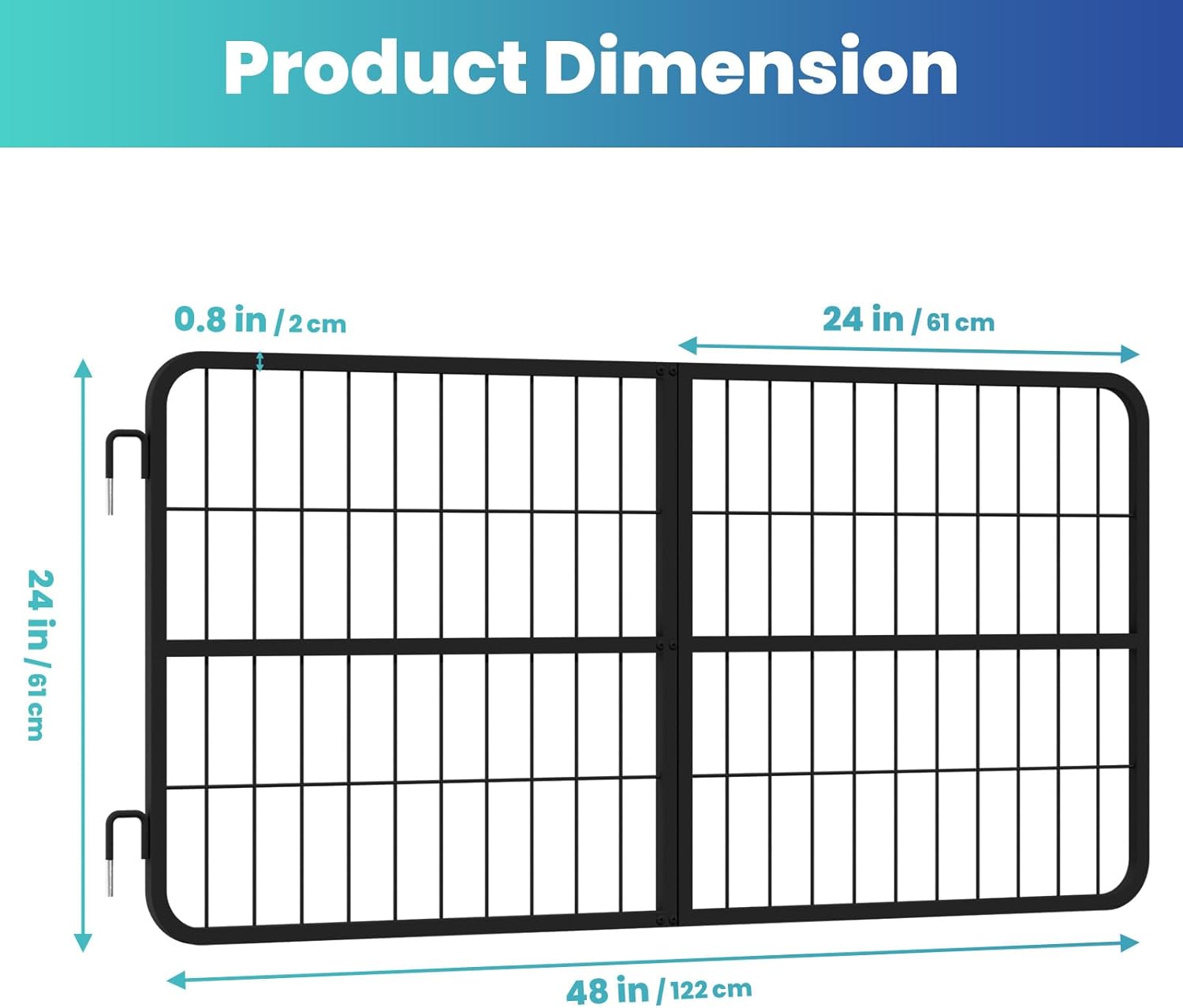 Heavy Duty Stable Guard 48" W x 24" H - Secure Steel Horse Stall Gate with Ventilated Design, Black Coated Aisle Barrier for Equine Safety, Durable Replacement for Fabric Guards
