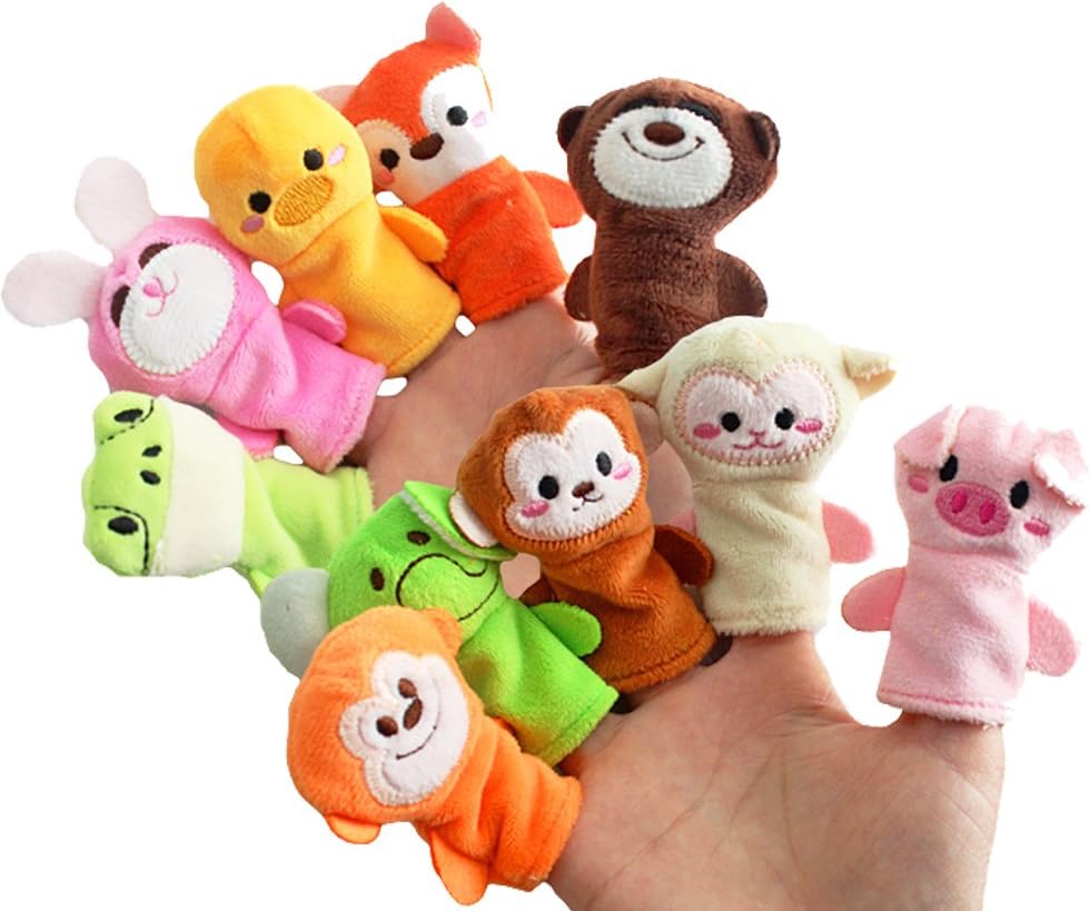 ARTEM Finger Puppets Different Cartoon Animal Soft Velvet Dolls Toys Finger Toys for Children Story Telling,Role Play,Novelty Educational（10Pcs）